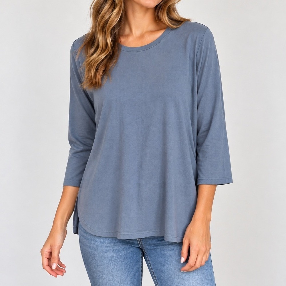 Eileen Fisher Split Hem Tunic Top Quiet Luxury Scandi Neutral Old Money Girly